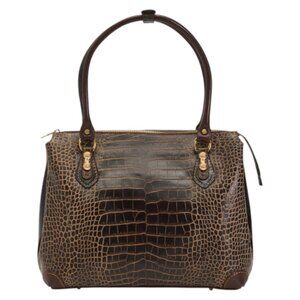 MARINO ORLANDI Made In Italy Leather Crocodile Bucket Bag
